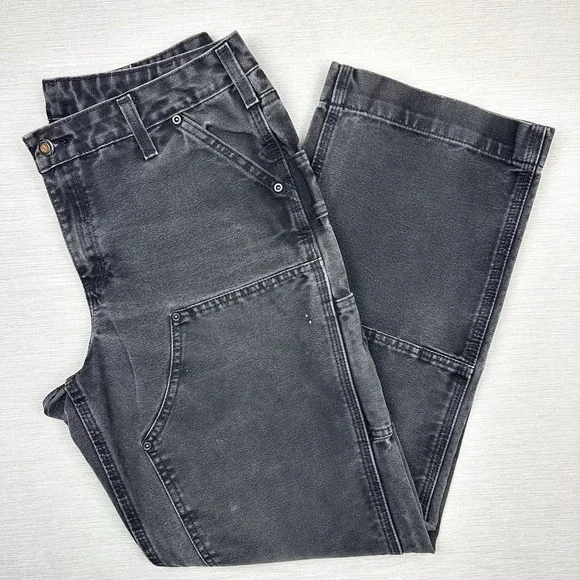 Vtg Y2K Carhartt Double Knee Carpenter Pants Womens 8 Relaxed Fit Black 32x29.5 - Picture 1 of 16